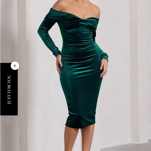 Club L London Dresses Club L London Velvet Green Midi Dress Poshmark